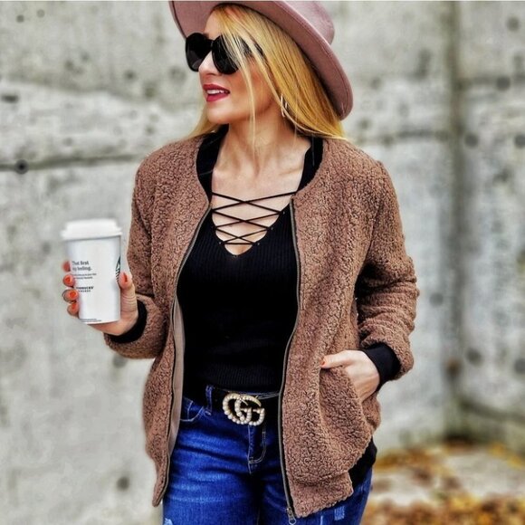 Talli Faux Fur Warm Sherpa Jacket - Picture 4 of 5